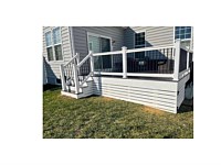 <b>White vinyl horizontal deck skirting - Can also be installed vertically</b>